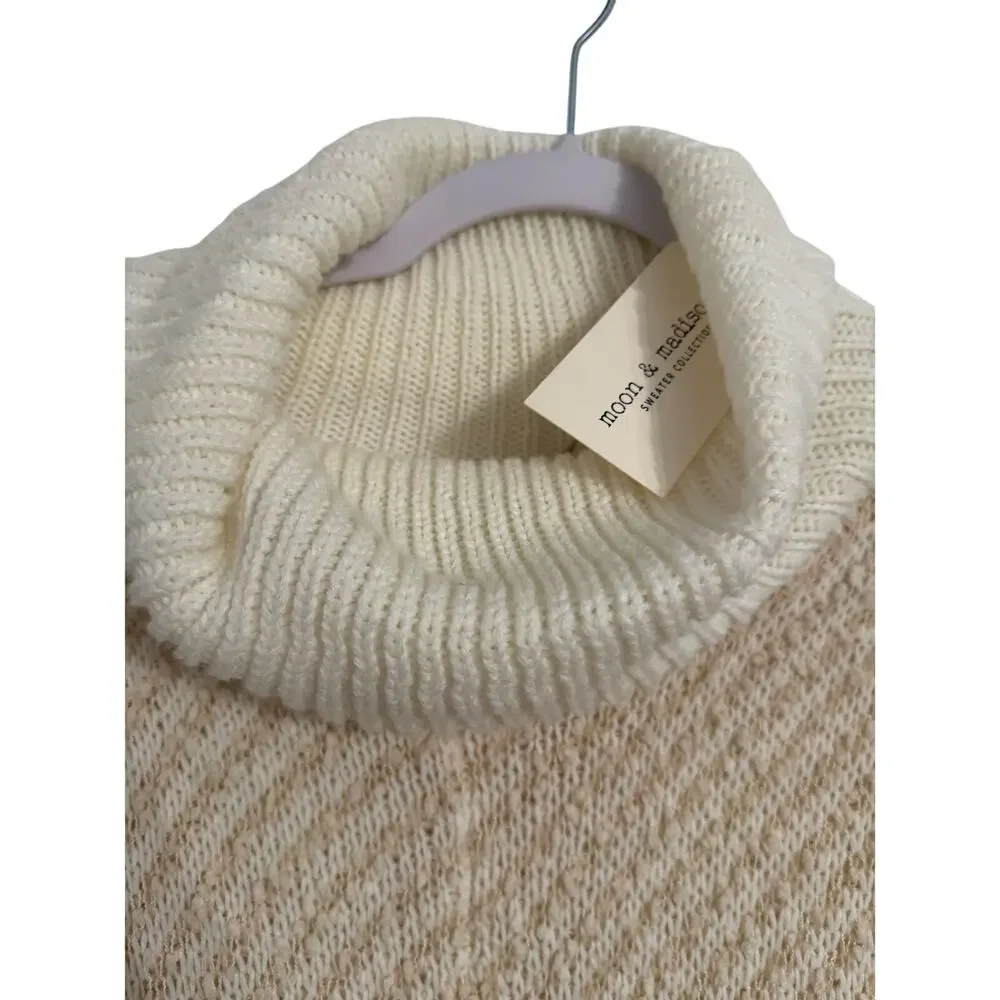 Moon & Madison NWT Women's M Boho Chic Popcorn‎ Stripe Dolman Cowl Neck Sweater